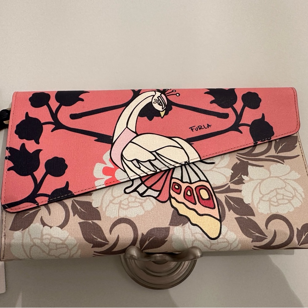 Nwt”s Furla peacock butterfly clutch